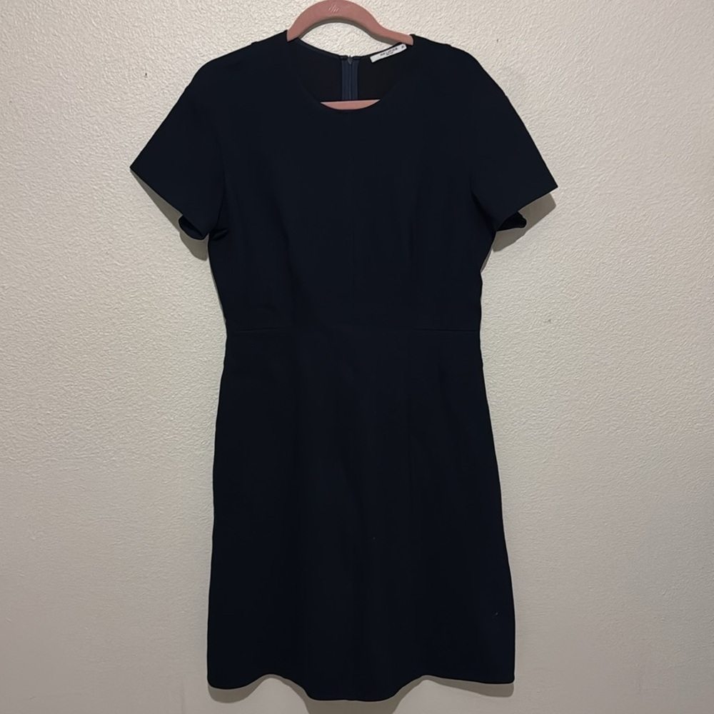 MM. LAFLEUR Women’s Navy A-line Short Sleeve Classic Dress Stretch Knit …